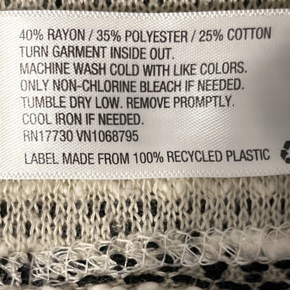 Merona Textured Black & White Cowl Neck Sweater Rayon/Cotton Blend Size Medium - Picture 5 of 5